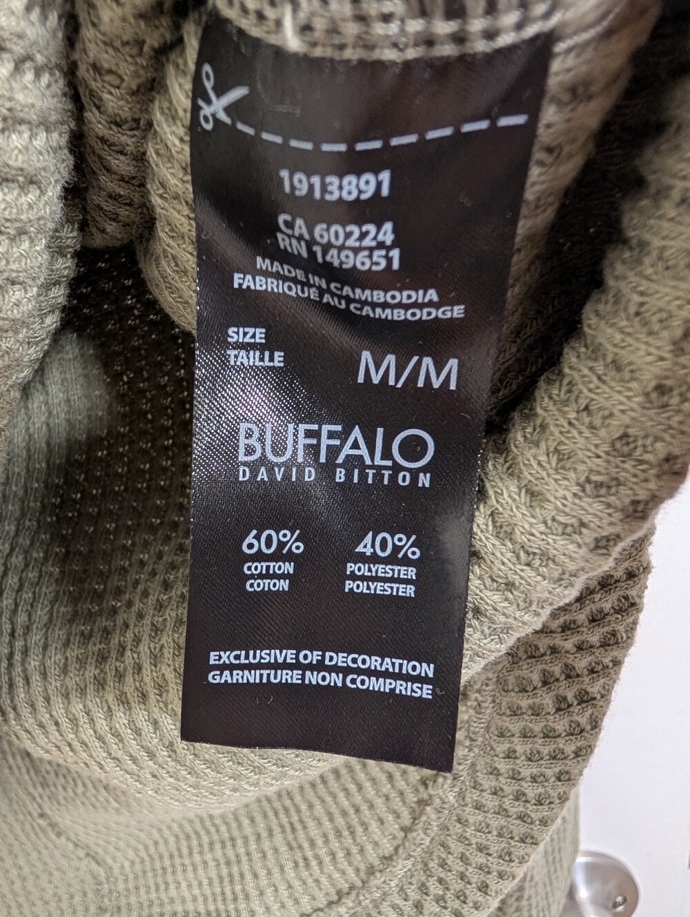 Buffalo David Bitton Oversized Waffle Knit Polo Pullover | Medium - Picture 6 of 6
